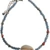 Enkelbandje - Schelp En Glaskralen - Anklet - Lengte 25-30 Cm - Blauw
