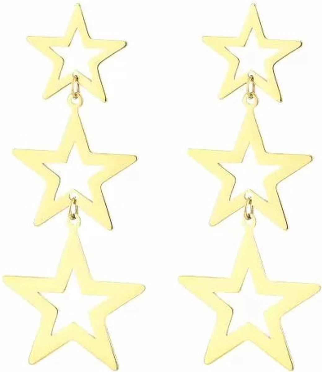 Bijoutheek Oorknoppen 3 Open Sterren Gold 5 Bijoutheek Oorknoppen 3 Open Sterren Gold - Afbeelding 3