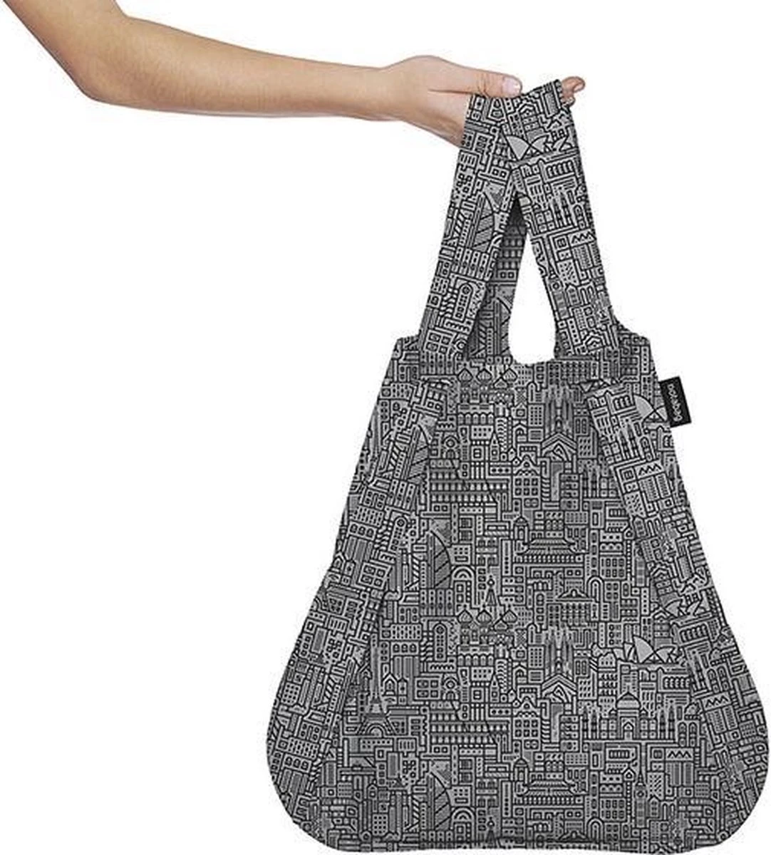 Notabag Rugzak / Shopper Hello World Grijs/Zwart 6 Notabag Rugzak / Shopper Hello World Grijs/Zwart - Afbeelding 4