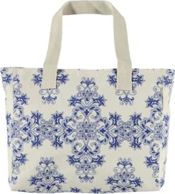 Strandtas Shopper Zwemtas Weekendtas Afsluitbaar Blauw Wit
