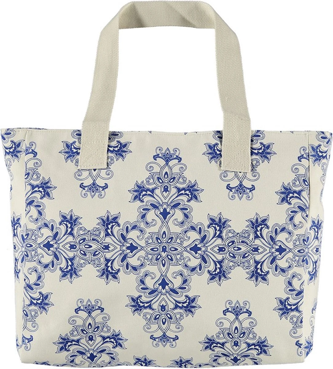 Strandtas Shopper Zwemtas Weekendtas Afsluitbaar Blauw Wit 3 Strandtas Shopper Zwemtas Weekendtas Afsluitbaar Blauw Wit