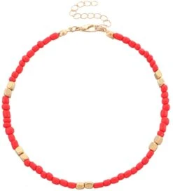 Enkelbandje Met Glaskralen - Anklet - Lengte 25-30 Cm - Rood