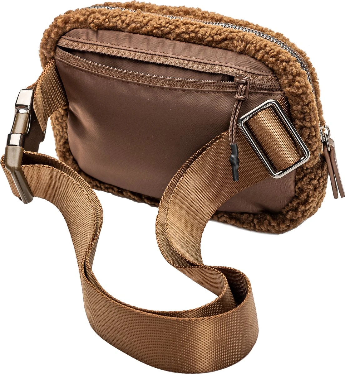 Brisby - Heuptas - Waistbag - Buideltasje - Festivaltas - Fleece - Teddy - Bruin 5 Brisby - Heuptas - Waistbag - Buideltasje - Festivaltas - Fleece - Teddy - Bruin - Afbeelding 3