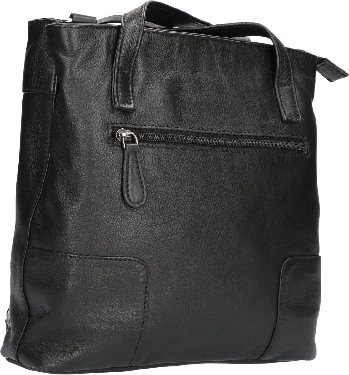 Leather Design Rugzak / Schoudertas Nappa Zwart 4 Leather Design Rugzak / Schoudertas Nappa Zwart - Afbeelding 2