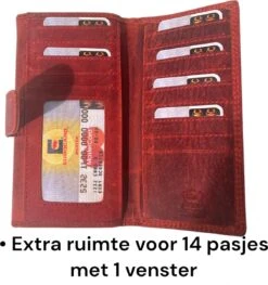 WILD - Dames Portemonnee - Leren Portemonnee Dames - Overslagportemonnee - Groot Model - Vintage Leer - Rood 9 WILD - Dames Portemonnee - Leren Portemonnee Dames - Overslagportemonnee - Groot Model - Vintage Leer - Rood -Liora Luxe Winkel 1129x1200