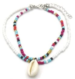 Enkelbandje Met Kralen - Schelp - Anklet - Lengte 25-30 Cm - Multicolor