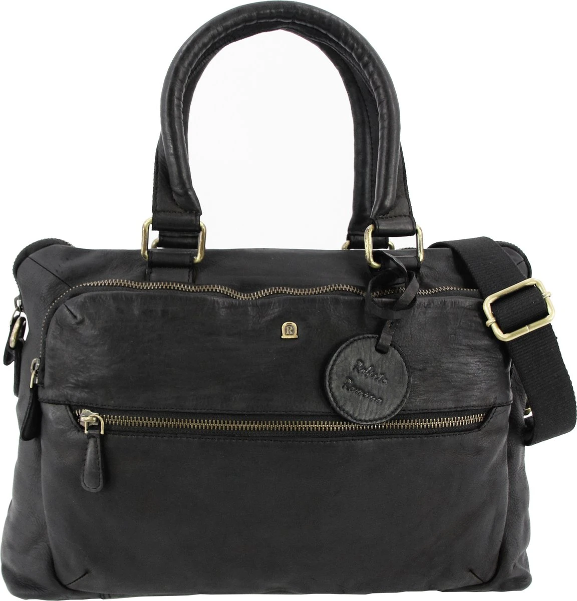 Roberto Romano Damestas - SORRENTO - Zwart - Echt Leer - 24x38x8cm - JU-48202 3 Roberto Romano Damestas - SORRENTO - Zwart - Echt Leer - 24x38x8cm - JU-48202