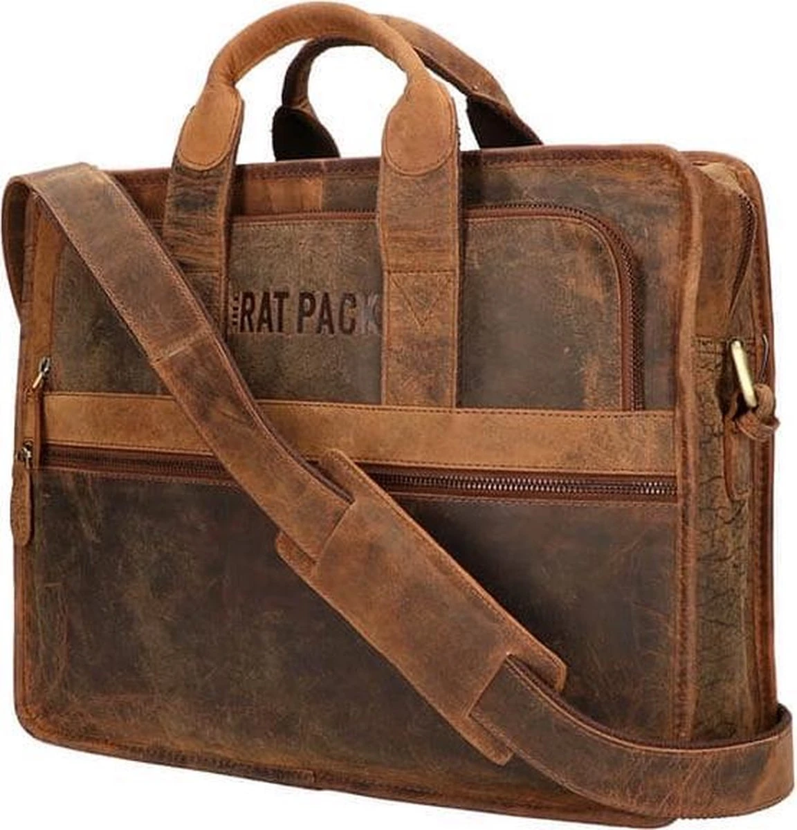 The Rat Pack Hand Messenger Schoudertas 15.6'' Bogart Bruin 4 The Rat Pack Hand Messenger Schoudertas 15.6'' Bogart Bruin - Afbeelding 2