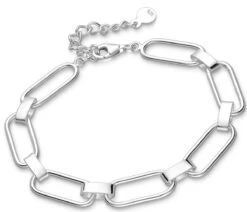 Joy|S - Zilveren Armband - Paperclip Link Chain Schakel - Verstelbaar Van 17 Tot 20 Cm / 7 Mm