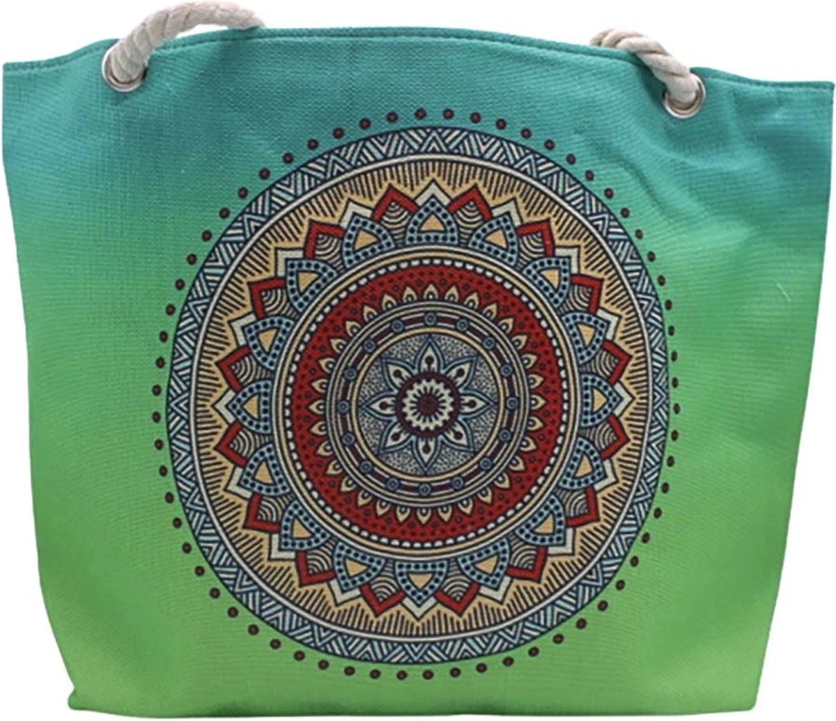 Strandtas Shopper Weekendtas Met Rits Multi Groen 6 Strandtas Shopper Weekendtas Met Rits Multi Groen - Afbeelding 4