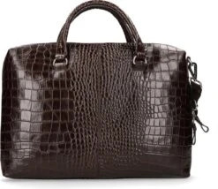 Manfield - Bruine Laptoptas Met Krokodillenprint -Liora Luxe Winkel 1200x1039