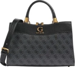 Guess Nell Logo SML Girlfriend Satchel Dames Handtas - Coal Logo