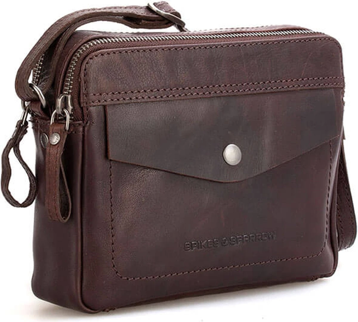 Spikes En Sparrow Compacte Schoudertas 2 Topzip Donker Bruin 5 Spikes En Sparrow Compacte Schoudertas 2 Topzip Donker Bruin - Afbeelding 3