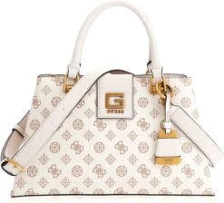 Guess Alva Girlfriend Satchel Dames Handtas - Cream Logo -Liora Luxe Winkel 1200x1089
