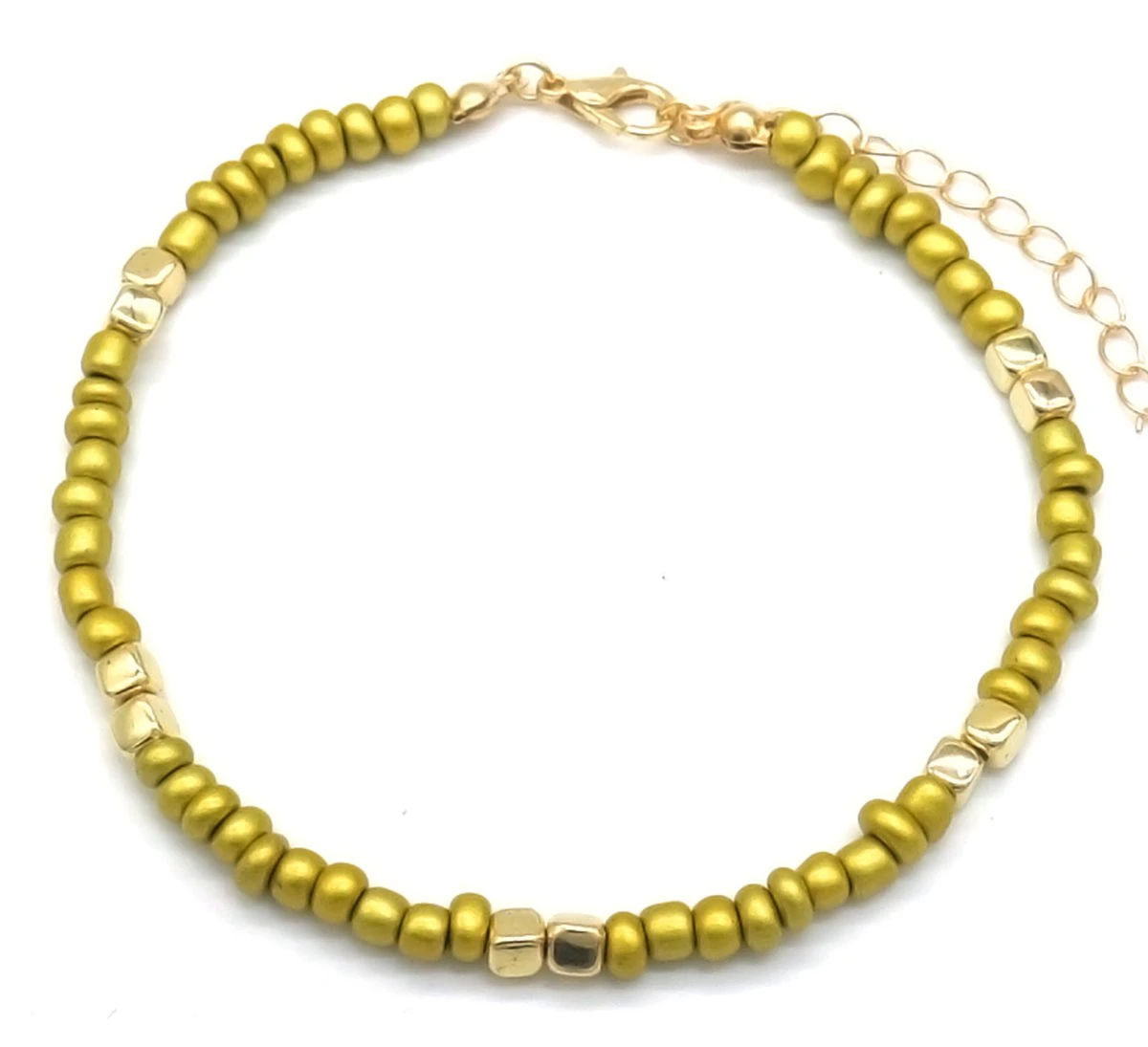 Enkelbandje Met Glaskralen - Anklet - Lengte 25-30 Cm - Goudkleurig 3 Enkelbandje Met Glaskralen - Anklet - Lengte 25-30 Cm - Goudkleurig