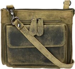 Leather Design Leren Schoudertasje / Heuptasje Groen