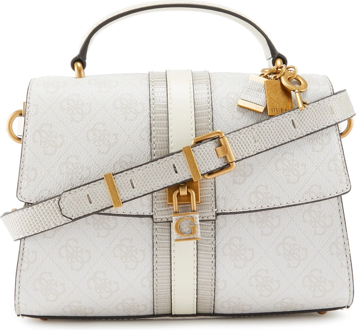 Guess Izzy Dames Crossbody Handtas Kunstleer - Wit 3 Guess Izzy Dames Crossbody Handtas Kunstleer - Wit