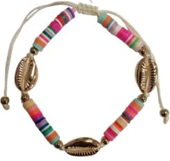 Enkelbandje Kralen En Schelp - Anklet - Lengte Verstelbaar - Multicolor