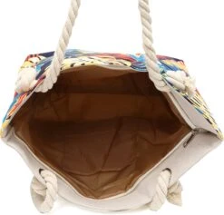 Strandtas Met Rits - Beach Bag - Bladeren - Geel - Blauw - Rood - 44 X 36 X 12 Cm -Liora Luxe Winkel 1200x1152 5