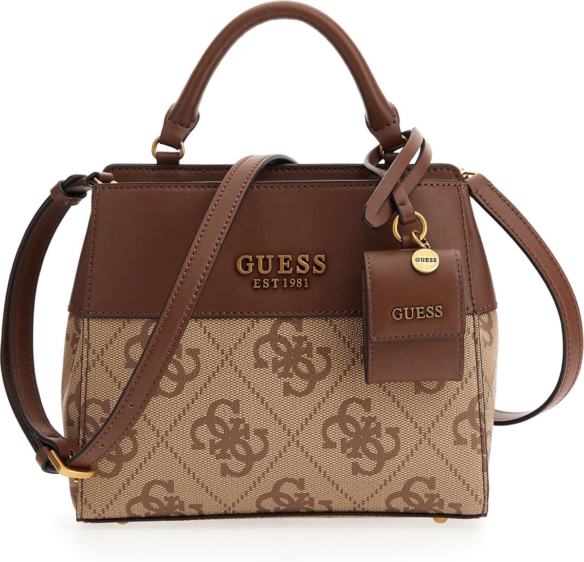 Guess Berta Sml Dbl Cmprtmnt Satchel Schoudertassen Dames - Camel - Maat ONESIZE 11 Guess Berta Sml Dbl Cmprtmnt Satchel Schoudertassen Dames - Camel - Maat ONESIZE - Afbeelding 9