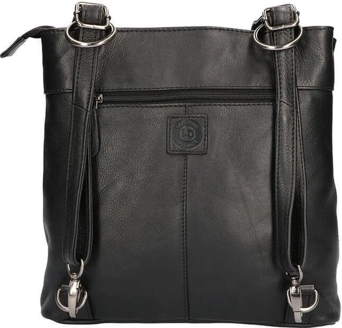 Leather Design Rugzak / Schoudertas Nappa Zwart 5 Leather Design Rugzak / Schoudertas Nappa Zwart - Afbeelding 3