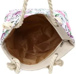 Strandtas Met Rits - Beach Bag - Bloemen - Roze - Paars - 44 X 36 X 12 Cm -Liora Luxe Winkel 1200x1156 4