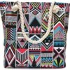 Strandtas Met Rits - Beach Bag - Zwart - Azteken Print - 44 X 36 X 12 Cm