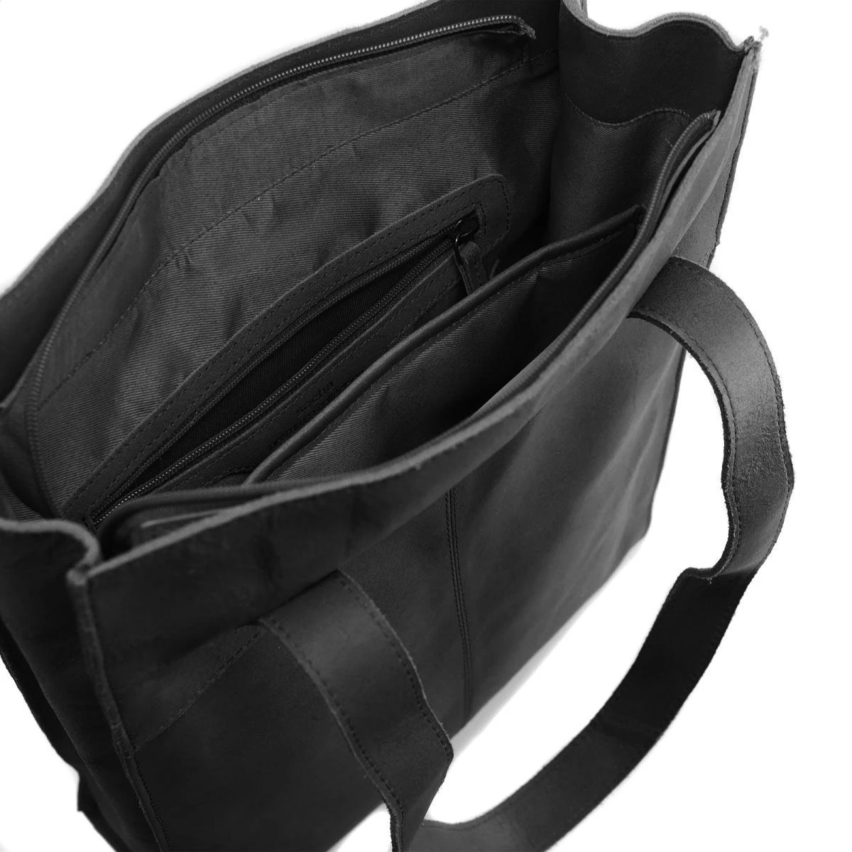 Sacha - Zwarte Leren Shopper Met Laptopvak 7 Sacha - Zwarte Leren Shopper Met Laptopvak - Afbeelding 5