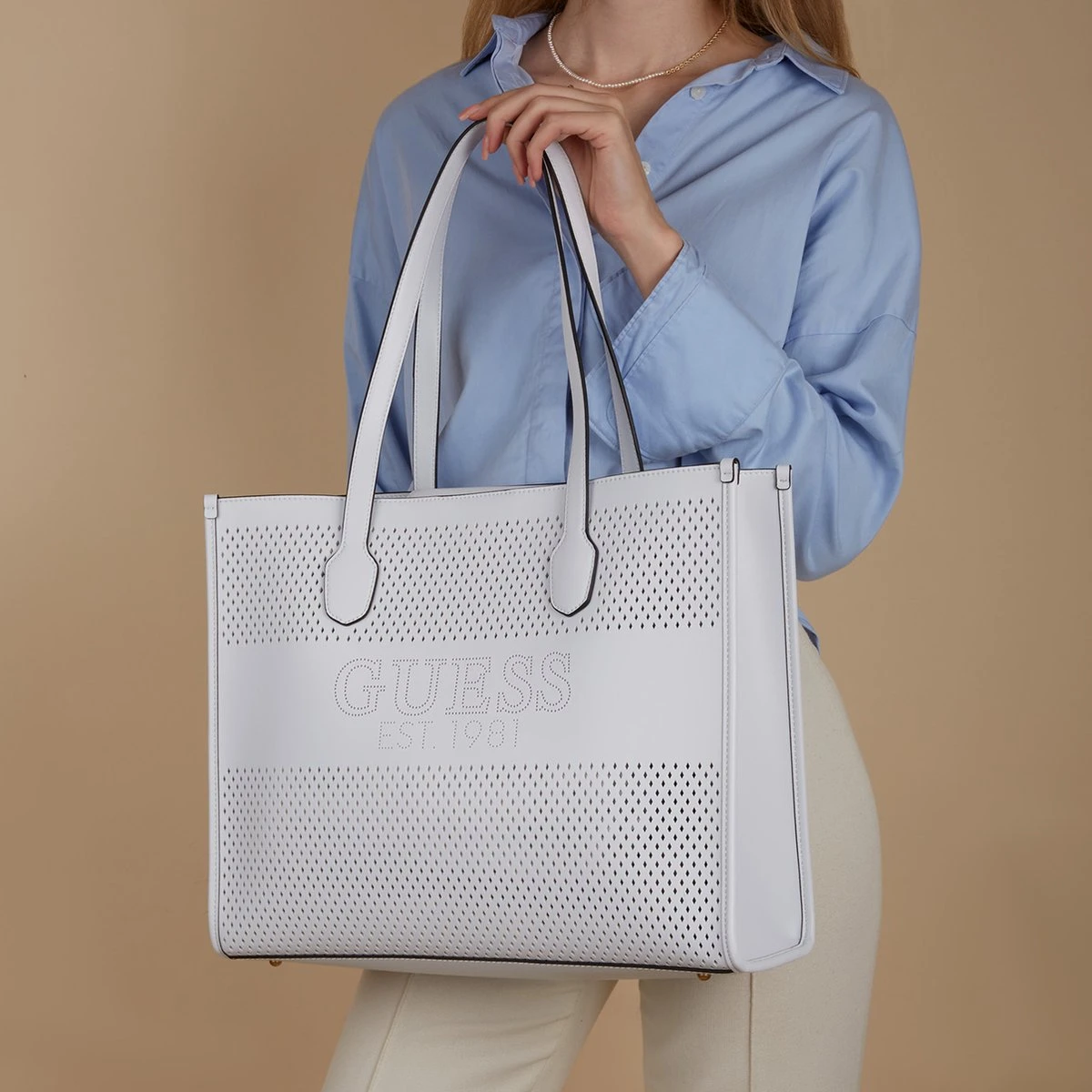 Guess Katey Perfect Tote Dames Shopper - Wit 8 Guess Katey Perfect Tote Dames Shopper - Wit - Afbeelding 6