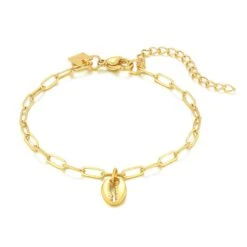 Twice As Nice Armband In Goudkleurig Edelstaal, Schelp 16 Cm + 5 Cm