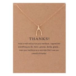 Bixorp Luck Dames Ketting Met Gouden Wensbotje - "Thanks !" - Bedankt Cadeautje - 45/50cm - Cadeau Voor Valentijnsdag - Cadeau Voor Vrouw - Goudkleurig