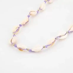 Bijoutheek Collier Schelpen Gold Balls Paars