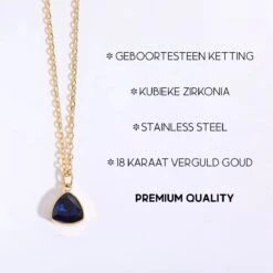 Bixorp Gems Geboortesteen Ketting September - Saffier - Zirkona Hanger Aan Goudkleurige Ketting - 45 + 5cm - Cadeau Voor Vrouwen -Liora Luxe Winkel 1200x1200 281