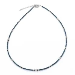 CO88 Collection 8CN-26370 Miyuki Kralen Ketting 45cm - Petrol - 40+5cm - 1,8mm Dikte - Staal - Goudkleurig
