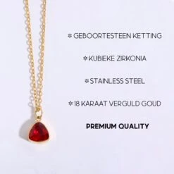 Bixorp Gems Geboortesteen Ketting Januari - Granaat - Zirkona Hanger Aan Goudkleurige Ketting - 45 + 5cm - Cadeau Voor Vrouwen -Liora Luxe Winkel 1200x1200 293