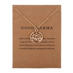 Bixorp Luck Dames Ketting Met Gouden Lotus Bloem In Cirkel - "Good Karma" - 45/50cm - Cadeau Voor Valentijnsdag - Cadeau Voor Vrouw - Goudkleurig