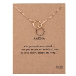 Bixorp Luck Gouden Dames Ketting Met Dubbele Karma Ring Zwart & Goud - 45/50cm - Cadeau Voor Valentijnsdag - Cadeau Voor Vrouw - Goudkleurig