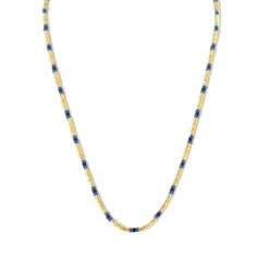 CO88 Collection 8CN-26381 Miyuki Kralen Ketting 45cm - Goudkleurig Donker Blauw - 38+7cm - 1,8mm Dikte - Staal - Goudkleurig