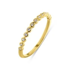 Silvent 9NBSAM-G220174 Gouden Ring Met Zirkonia Steentjes - Maat 54 - 2mm Breed - 14 Karaat - Goud