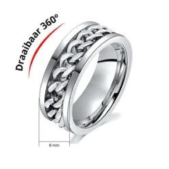 Fidget Ring Zilver - Regenboog (Maat 63 - 20 Mm - 19.9 Mm) - Anxiety Ring - Angst Ring - Stress Ring Heren / Dames - Spinning Ring - Draai Ring - Zilver Roestvrij Staal - Spinner Ring -Liora Luxe Winkel 1200x1200 340