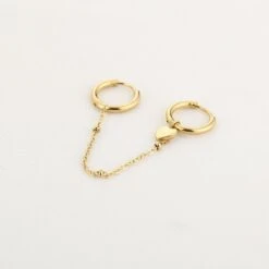 Dubbele Oorring Met Ketting - Hartje - Goud -Liora Luxe Winkel 1200x1200 391