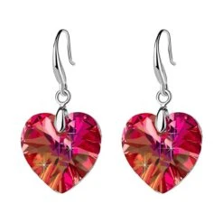 Encantada - Oorbellen - Crystal - Hart - 3 Cm - Zilverkleur - Roze Olie