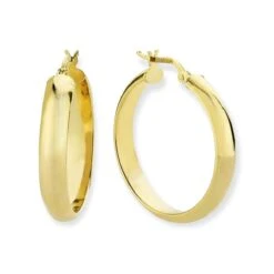 Gouden Oorringen Glans Ronde Buis 28.5 Mm 5 Mm 14 Karaats