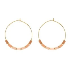 CO88 Collection 8CE-70506 Stalen Oorringen Met Emaille Beads - Mauve Tinten - 30x0,8mm Oorringen - 29,5 Mm Breed - Staal - Goudkleurig