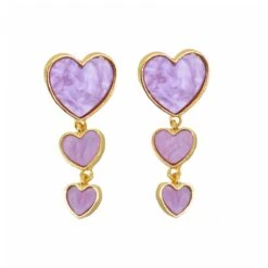 Jazz Heart Oorbellen | Lila/Goud | 5 Cm X 2,2 Cm | Fashion Favorite