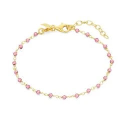 Twice As Nice Armband In Verguld Zilver, Roze Kristallen 16 Cm+3 Cm