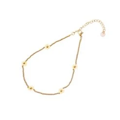 Go Dutch Label Enkelsieraad Kralen Madeliefs Beige