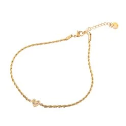 Go Dutch Label Enkelsieraad Crystal Hart Goud