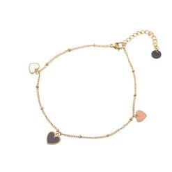 Go Dutch Label Enkelsieraad 3 Enamel Hartjes Goud