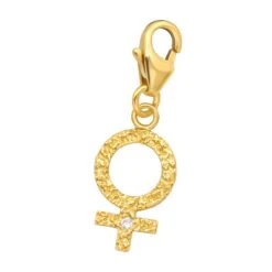 Gold Plated Vrouw Teken Bedel